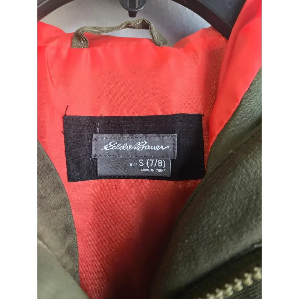 Eddie‎ Bauer Kids Colorblock Hooded Windbreaker Jacket Olive Black S 7/8